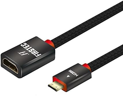 FIRSTEC Mini HDMI Cable Extension Cord Mini HDMI Male to HDMI Female Metal-Shell Braided Bi-Directional Adapter Cable for Raspberry Pi, Camera, Camcorder, DSLR, Tablet, Video Card