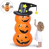 Halloween Inflatable Pumpkin Tumbler ,Most popular Halloween Decoration,4.5Ft Tall Air Blown Wobble Pumpkin with 3 Jack-O-Lanterns and One Witch Hat for Indoor Outdoor Home Art Decoration Yard Party