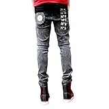 Meilaier Fashion Youth Slim Pencil Drainpipe Pants Mens Casual Skinny Jeans Grey