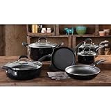Pioneer Woman Non-stick Pre-seasoned Cookware Setvintage Speckle 10-piece (Black)
