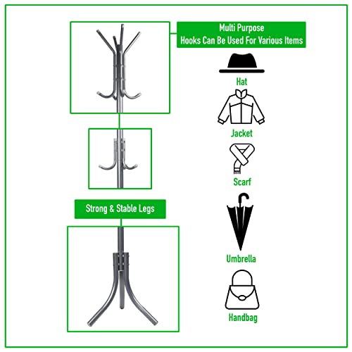 Mind Reader Coat Rack, Hall Tree, Freestanding Organizer, Coat Tree