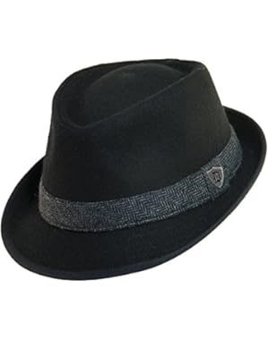 Men's Wool Herringbone Band Classic Fedora Hat