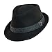 Dorfman Pacific Mens Wool Blend Fedora Hat with Herringbone Band,XX-Large / 24 3/8-24 3/4 Inches,Black