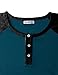 H2H Men's Color Blocked Three-Quarter Sleeve Baseball Jersey Knit Shirt Peacock US M/Asia L (CMTTS0174)