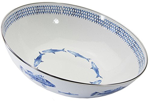 Enamelware - fish camp pattern - 13.5 inch catering bow…