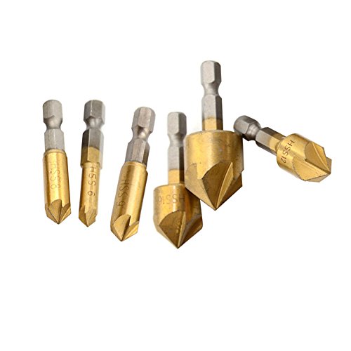 Breynet Countersink Drill Bit Set For Wood Quick Change Bit & Automatic Spring Loaded Center Punch & Door Self-centering Hinge Core Tapper Drill Bit Set Hole Puncher Woodworking Tool