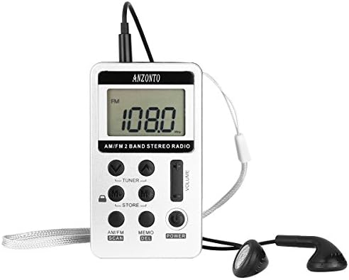 [Upgraded Version] Anzonto Pocket Portable Digital Tuning AM / FM Stereo Radio, LCD Screen,with Earphone and Rechargeable Battery for Walk (Silver)