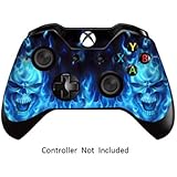Skins Stickers for Xbox One Games Controller - Custom Orginal Xbox 1 Remote Controller Wireless Protective Vinyl Decals Covers - Leather Texture Protector Accessories - Blue Daemon