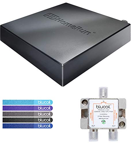 SiliconDust HDHR5-4US HDHomeRun Connect Quatro Tuner (Certified Refurbished) Bundle with Blucoil 2-Way TV Coaxial Cable Splitter and 5-Pack of Reusable Cable Ties