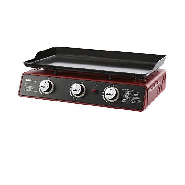 Royal-Gourmet-PD1301R-24-Inch-3-Burner-Portable-Table-Top-Gas-Grill-Griddle-25500-BTUs-Red