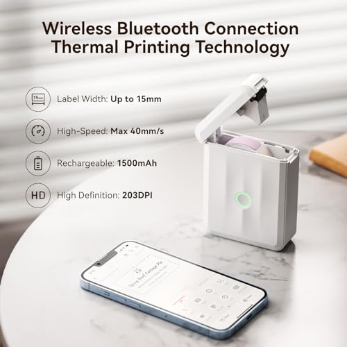 NIIMBOT D110 Mini Label Maker Machine with Tape(Pre-Cut Size 12x40mm), Portable Bluetooth Sticker Printer, Inkless Automatic Feeding One-Touch Custom Printing, Compatible with Phone Only