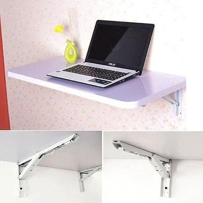 White Wall Mount Floating Folding Computer Desk Home Office PC Table, Size：60cm40cm(23.6" 15.7")