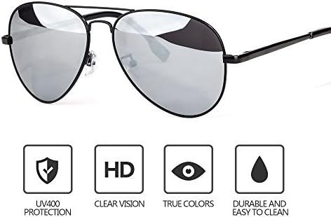 Mens Sunglasses Aviator, Polarized, Anti - UV, Metal Frame, Driving Fishing Mirrored Lens Sun Glasses
