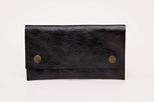 Rustic Black Leather Handmade Tobacco Pouch Case