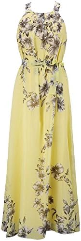 Chinmoon Women's Plus Size Casual Dresses Sleeveless Summer Chiffon Maxi Dress,US 1X Plus/Asian 3XL,Yellow