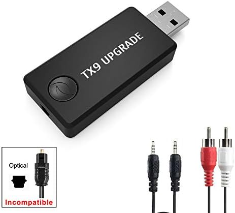 [Upgrade Version] Bluetooth Transmitter for TV PC, (3.5mm, RCA, Computer USB Digital Audio, 2 Devices Pair Simultaneously) Dual Link Wireless Audio Adapter for Headphones, Low Latency, USB Power Supp