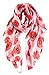 GERINLY Red Poppy Floral White Scarf for Women Oblong Shawl Wrap for Summer Travel Cotton Voile Beach Sarong