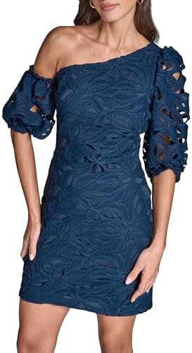 bcbg blue dress short BCBG Women's Scuba Square Neck A-Line Dress - Deep