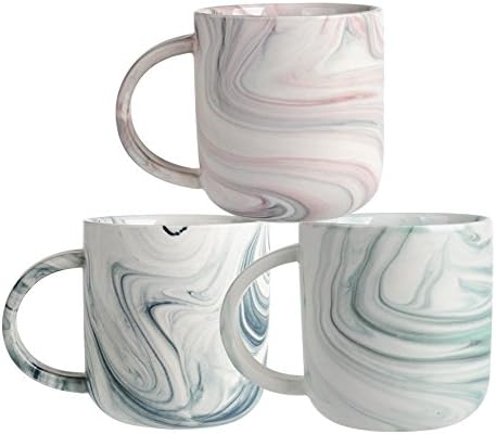 Ceramic Marbled Mug Set of 3, 16-Ounce Coffee Mug set, Assorted Colors
