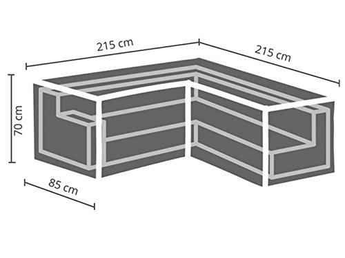 Perel Schutzhülle für Gartenmöbel, Abdeckplane, Abdeckhülle Garten, Möbel Abdeckung, Schutz Gartenmöbel, Winterabdeckung, grau, L-förmig, 215 x 215 x 70 cm – Bild 4