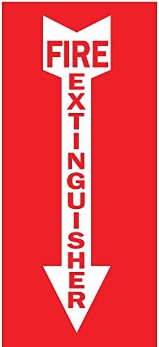 ZING 1885G Zing Safety Sign, Fire Extinguisher with Arrow, 14" Height x 3.25" Width, Recycled Plastic, Glow inDark, Red on White