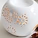 DEBON Creative Milk White Ceramic Hollowing Floral Aroma Lamp Oil Diffuser Essential Oil Lamp Aromatherapy Furnace Ceramic Incense Burner Oil Candle Furnace Tea Light Holder Candle Holders (C)