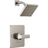 Delta Velum 14 Series Shower Faucet Set, Brushed Nickel Shower Head and Handle Set, Valve Trim Kit, Stainless T14237-SS (Valve Not Included)