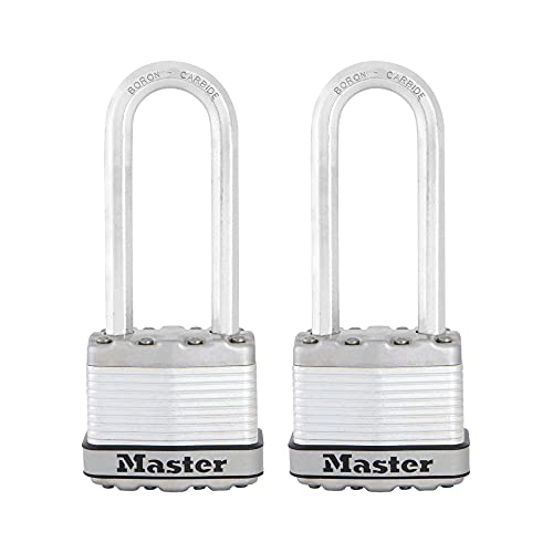 Master Lock M1XTLJCCSEN 1-3/4-Inch Wide Magnum Laminated Steel Padlock, 5/16-Inch Diameter, Shackle Clearance, Twin Pack, 2-1/2-Inch Shackle