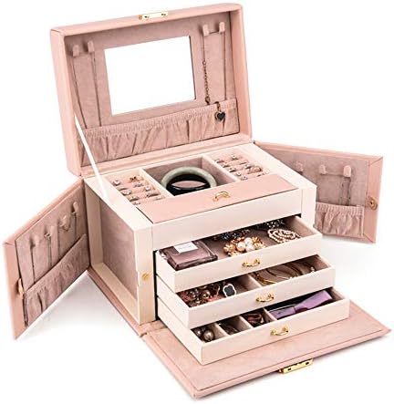 Jewelry Box Chunlan PU Storage Box, Beautiful, Birthday Gifts and Wedding Gifts (Color : Pink)