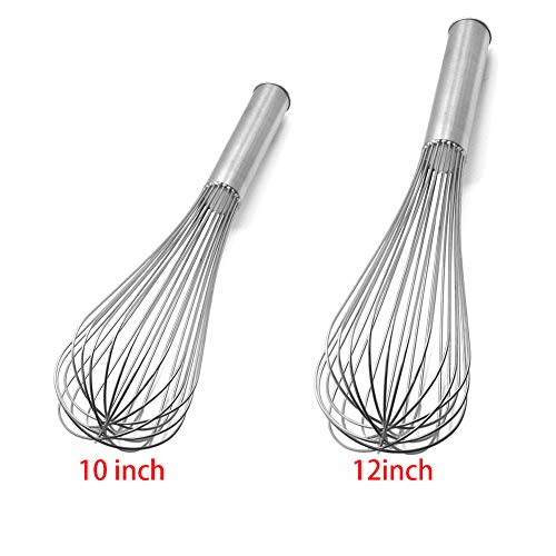 Stainless Steel Eggs Beater,10 inch/12 inch Food Mixer Beater Heavy Duty Hanging Hook,Beater Cream Bar Blender Stir Whisk Stainless Steel Household Manual Eggs(12 Inch)