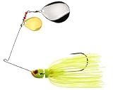 Megastrike Strikeback Double Colorado Spinner Bait (3/4-Ounce, Nickel Blades Chartreuse Skirt)