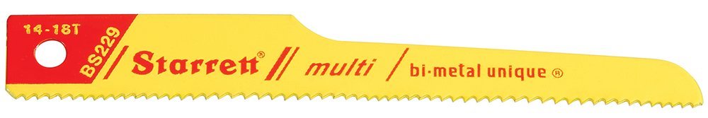 Starrett BS229-5 Bi-Metal Unique Straight Multi-Cutting Pneumatic Reciprocating Saw Blade, 0.025" Thick, 14-18 TPI, 3-5/8" Length x 1/2" Width (Pack of 5)