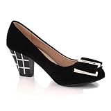 Brand New Fashion Bow Womens Pump Thick Mid Heels Shoes