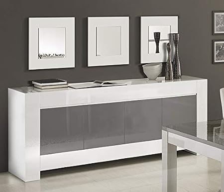 Kasalinea Buffet Bahut Blanc Et Gris Laqué Design Flavie 2