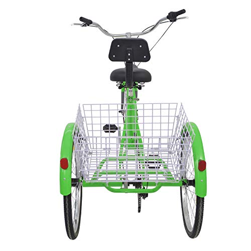 H&ZT 26" Meridian Adult Tricycle 1/7 Speed 3 Wheel Bikes for Adults, Adult Tricycle Trike Cruise Bike with Large Size Basket for Recreation, Shopping, Exercise (Apple Green, 26" / 7-Speed)