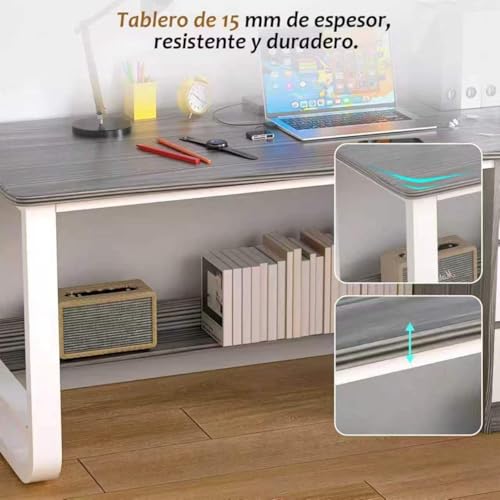 Escritorio de Oficina Minimalista,120CM Escritorio para Computadora con 3 Cajones y Estante,Escritorio de 50CM de Ancho,Escritorio de Estudio para Oficina en Casa,Estación de Trabajo Moderna