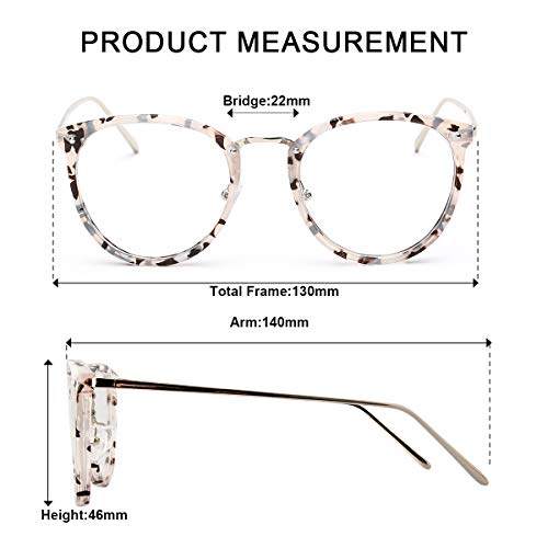 AISSWZBER Vintage Round Women Eyewear Metal Optical Frame Clear Non-prescription Eyeglasses - Thumbnail 5