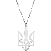 UNIFT Ukrainian Symbol Necklace for Women Men Stainless Steel Ukraine Coat of Arms Trident Pendant Necklace Ukrainian Souvenir Jewelry Inspired Gifts