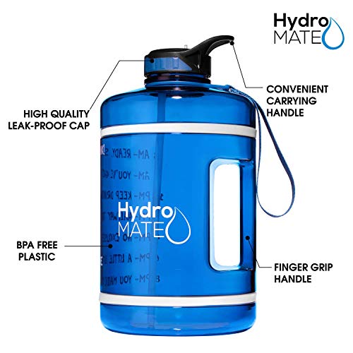 HydroMATE 1 Gallon Motivational Water Bottle with Time Marker Large BPA