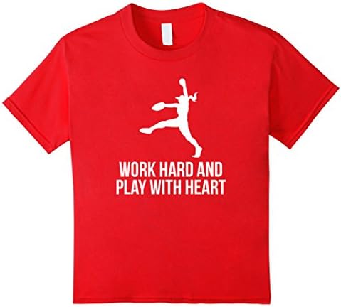 unisex-child Girls Softball T Shirt - Work Hard and Play With Heart 12 Red