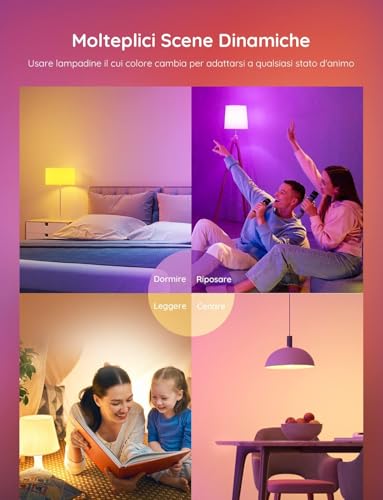 Govee E27 Smart WiFi Bluetooth LED Bulb, Compatible with SmartThings, Matter, Alexa and Google Assistant, 800lm, 16 Million Colors RGBWW DIY Smart Bulb, Set of 4
