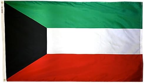 Annin Flagmakers Model 194517 Kuwait Flag Nylon SolarGuard NYL-Glo, 2x3 ft, 100% Made in USA to Official United Nations Design Specifications