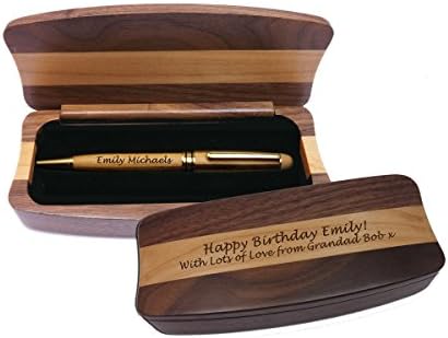 You Name It Personalised Deluxe Wooden Pen Set with Ballpoint Pen in Walnut and Maple, perfect 5th