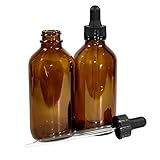 (2 Pack) 4 oz. Amber Boston Round with Black Glass Dropper