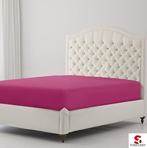 Sunshine Comforts® Hotel Quality Percale Cotton Rich Extra Deep 40cm/16in Fitted Bed Sheets (Double, Fuchsia)