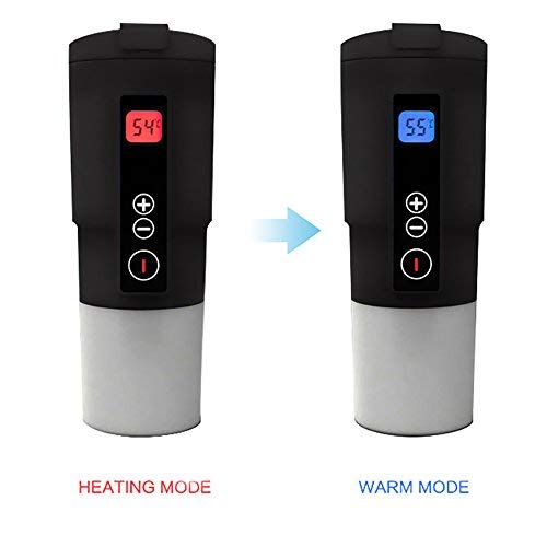 Puncia 12V Electric Smart Car Travel Coffee Mug On the Go with Temp Display and Control (Black) - Thumbnail 2