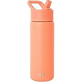 Simple Modern Kids Water Bottle with Straw Lid | Vacuum Insulated Stainless Steel Metal | Reusable Leak Proof BPA-Free Thermos for School | Summit Collection | 18oz, Clementine