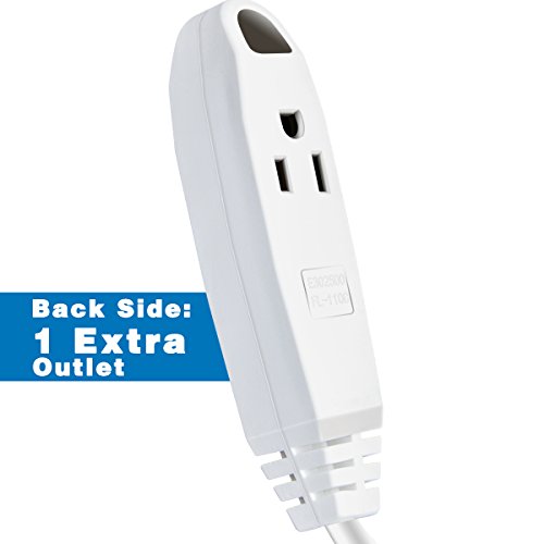 12-Feet 3 Outlet Extension Cord, Kasonic [UL Listed] 16/3 SPT-3; Triple Wire Grounded; Multi-Outlet; 13 Amp- 125V- 1625 Watts (12 Feet-2Pack) - Thumbnail 2