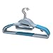 BriaUSA Dry Wet Clothes Hangers Amphibious Light Blue with Non-Slip Shoulder Design, Steel Swivel Hooks – Set of 10