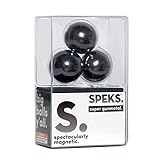 Speks Super Gunmetal Set of 3 (33mm) Magnetic Balls - Sculptural Fun Stress Relief Desk Toy and Base for Adults